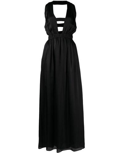 Kiki de Montparnasse Vestido largo con diseño enrejado - Negro