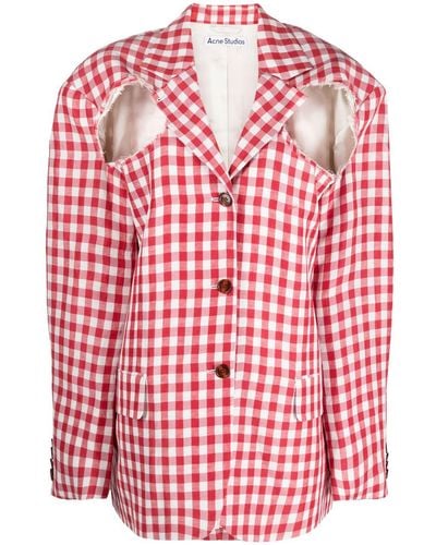 Acne Studios Single-breasted Gingham Blazer - Red