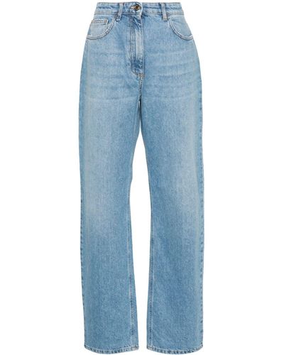 Elisabetta Franchi Embroidered-logo Straight-leg Jeans - Blue