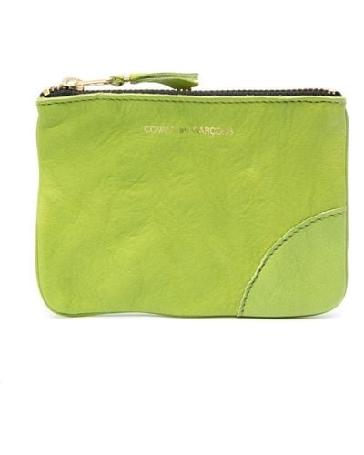 Comme des Garçons Washed Zip-up Leather Pouch - Green