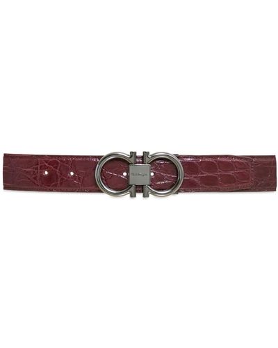 Ferragamo Gancini Adjustable Leather Belt - Red