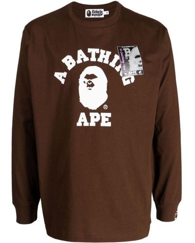 A Bathing Ape T-shirt Met Logoprint - Bruin