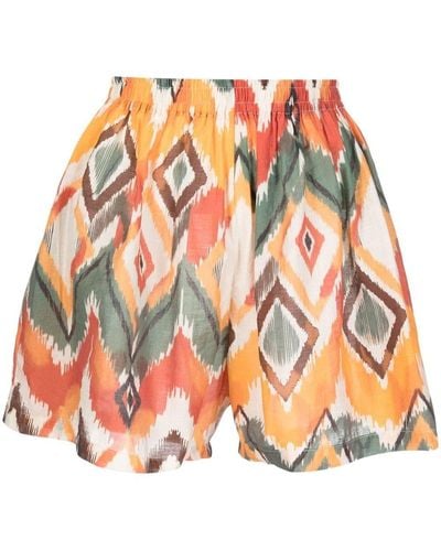 Bambah Shorts Met Geometrische Print - Oranje