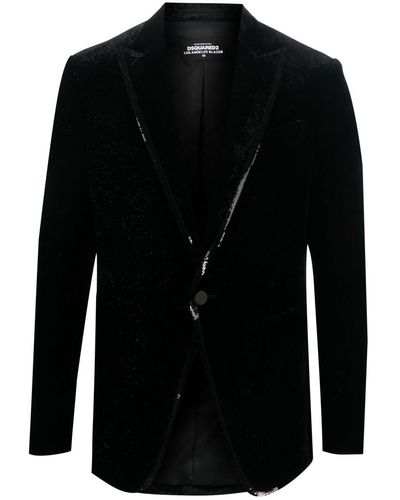 DSquared² Sequined-trim Velvet Blazer - Zwart