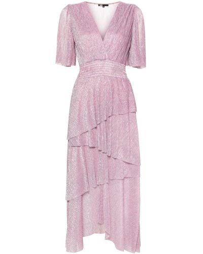 Maje Lurex Tiered Maxi Dress - Pink