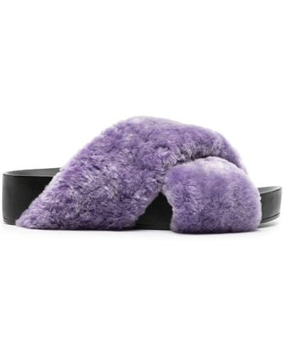 Jil Sander Brushed Crossover-strap Leather Slides - Purple