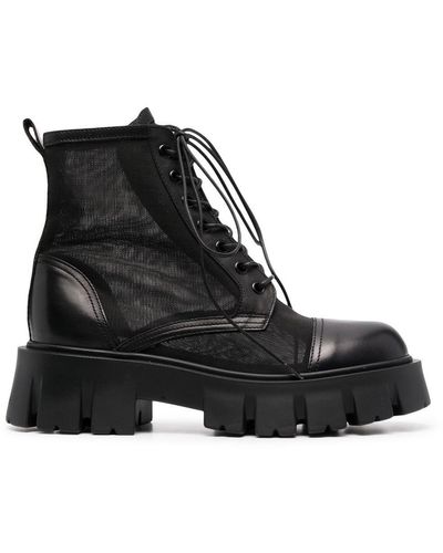 Premiata Chunky Lace Up Ankle Boots - Black