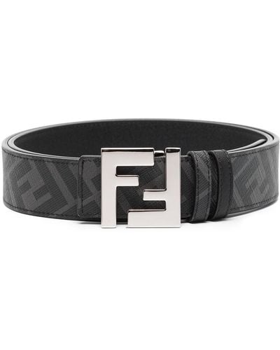 Fendi Cinturón con logo FF reversible - Negro