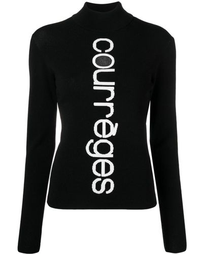 Courreges Cut-out Sweater With Inlaid Logo - Black