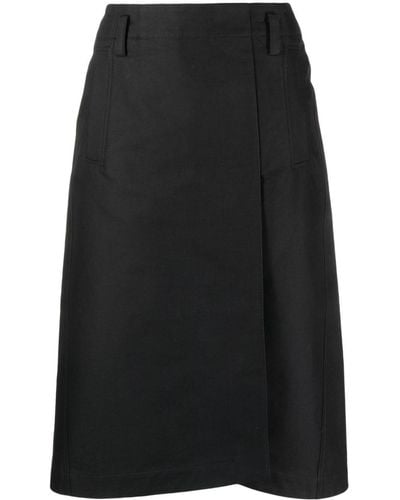 Tibi Mid-rise Cotton Midi Skirt - Black