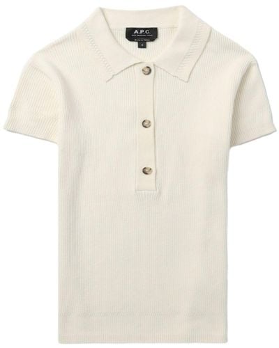 A.P.C. Knitted Polo Top - Natural