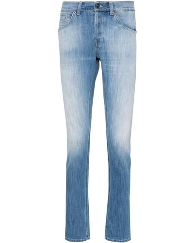 Dondup Jeans Met Logoplakkaat - Blauw