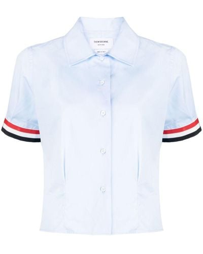 Thom Browne Rwb-stripe Puff-sleeve Shirt - Blue