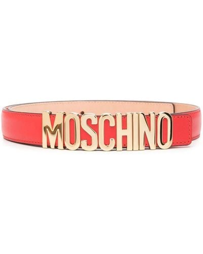 Moschino Logo-lettering Leather Belt - Red