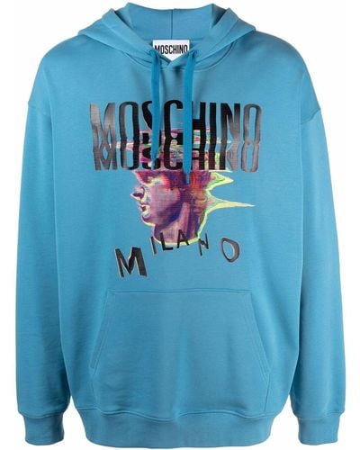 Moschino Hoodie mit grafischem Logo-Print - Blau