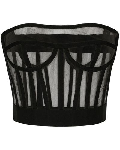 Dolce & Gabbana Tulle bustier top with boning - Nero