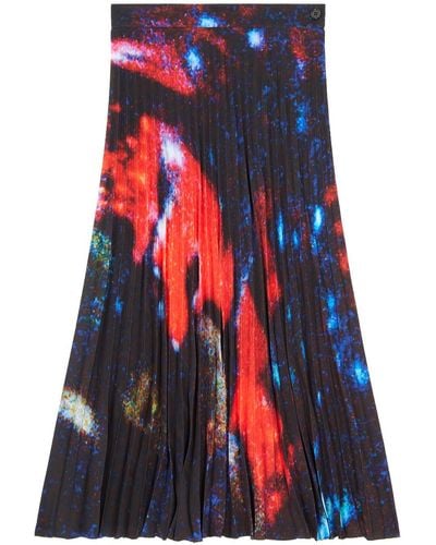 MM6 by Maison Martin Margiela Abstract-print Pleated Skirt - Red