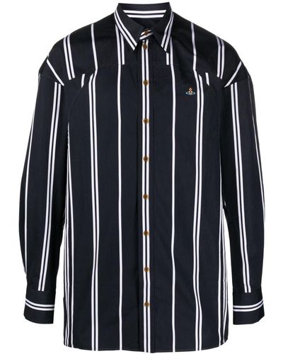 Vivienne Westwood Orb-logo Stripe-print Shirt - Blue