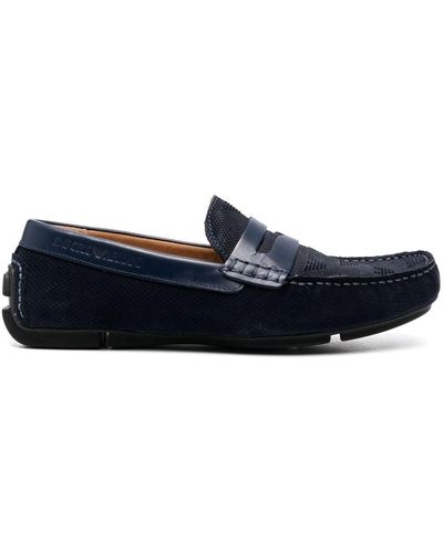 Emporio Armani Leather Driver Shoes - Blue