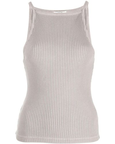 Agolde Square-neck Ribbed-knit Top - Grey