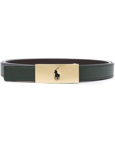 Polo Ralph Lauren Logo-engraved Leather Belt - Green