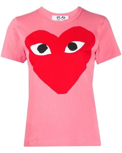 COMME DES GARÇONS PLAY Heart Print Round Neck T-shirt - Pink