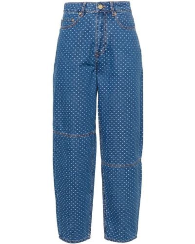 Ganni Stary Mid-rise Tapered Jeans - Blue