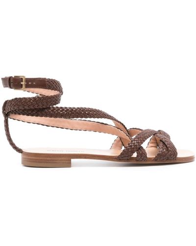 Alberta Ferretti Braided Leather Sandals - Brown