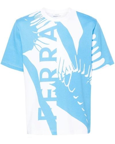 Ferragamo T-Shirt mit Logo-Print - Blau