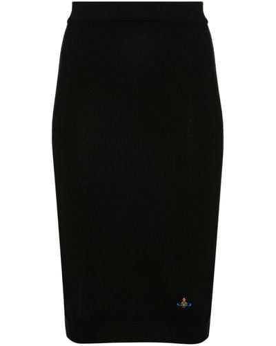 Vivienne Westwood Logo Wool Midi Pencil Skirt - Black