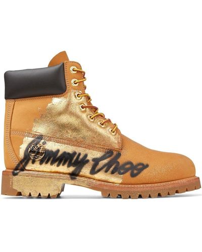 Jimmy Choo X Timberland 6 Inch Graffiti Boot Wheat/gold 10.5 - ブラウン
