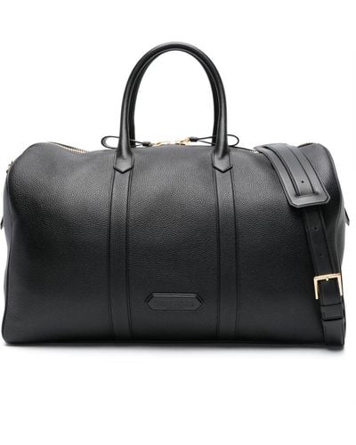 Tom Ford Logo-patch Leather Holdall - Black