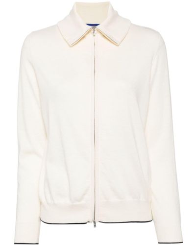N.Peal Cashmere Zip-up Knitted Cardigan - White