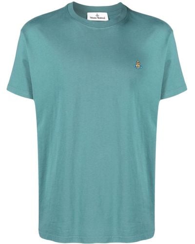 Vivienne Westwood T-Shirt mit Logo-Stickerei - Blau
