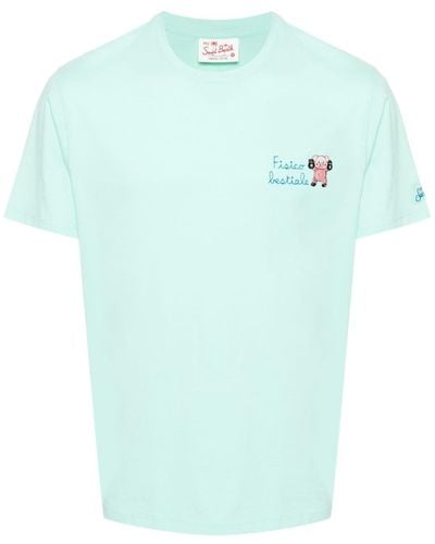 Mc2 Saint Barth Fisico Pig Embroidered T-shirt - Blue