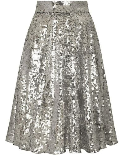 Dolce & Gabbana Sequinned A-line Midi Skirt - Grey