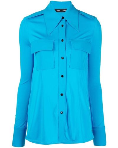 Proenza Schouler Camisa con cuello oversize - Azul
