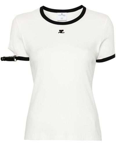 Courreges ロゴパッチ Tシャツ - ホワイト