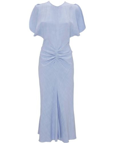 Victoria Beckham Midi-jurk Met Gesmockte Taille - Blauw
