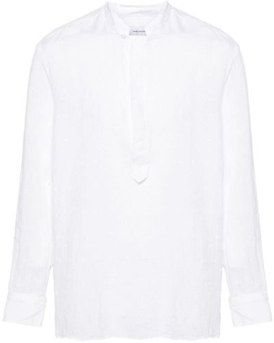 Tagliatore Embroidered Linen Shirt - Wit