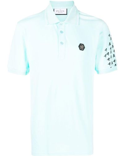 Philipp Plein Skull and Bones Poloshirt - Blau