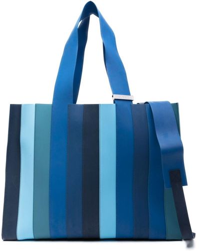 Sunnei Parallelepipedo Striped Tote Bag - Blue