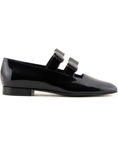 Giorgio Armani Leather Bow Detailing Loafers - Black