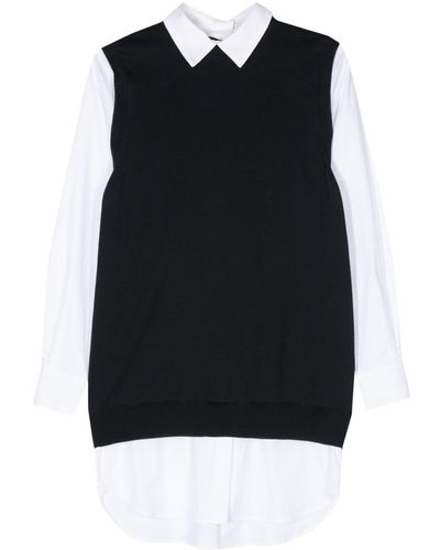 Semicouture Layered-design Cotton Dress - Black