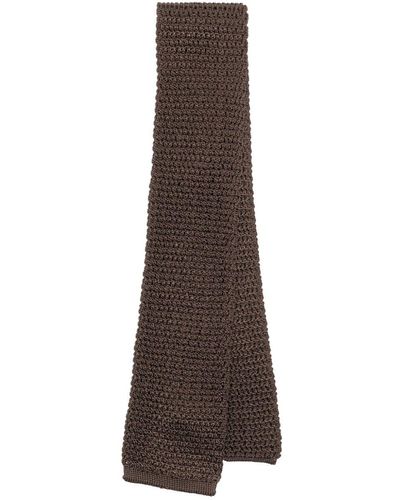 Tom Ford Crochet-knit Silk Necktie - Brown
