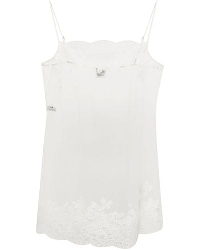 Carine Gilson Lace-trim Sheer Nightdress - White
