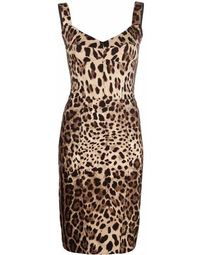 Dolce & Gabbana Vestido midi con estampado de leopardo - Neutro