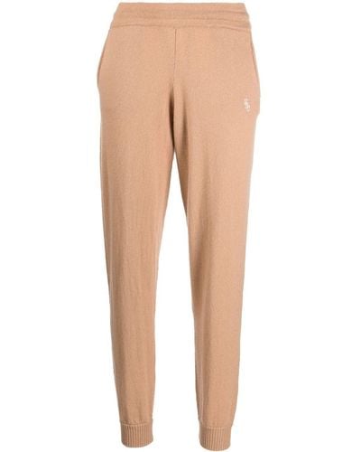 Sporty & Rich Embroidered-logo Knitted Pants - Natural