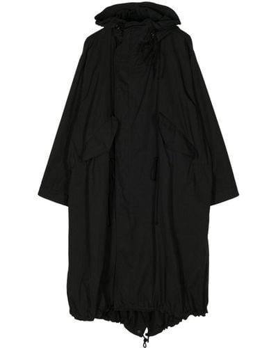Y's Yohji Yamamoto Drawstring Hooded Coat - Black