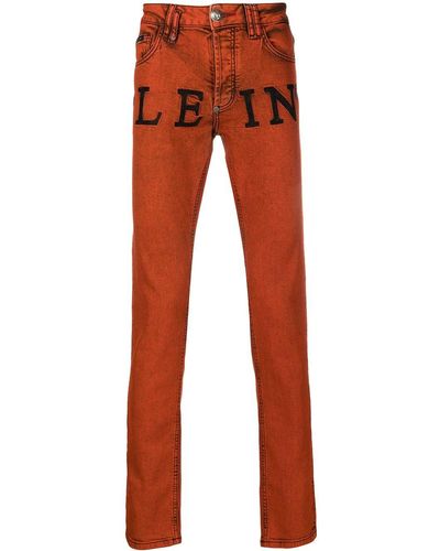 Philipp Plein Iconic Plein Straight Leg Jeans - Orange